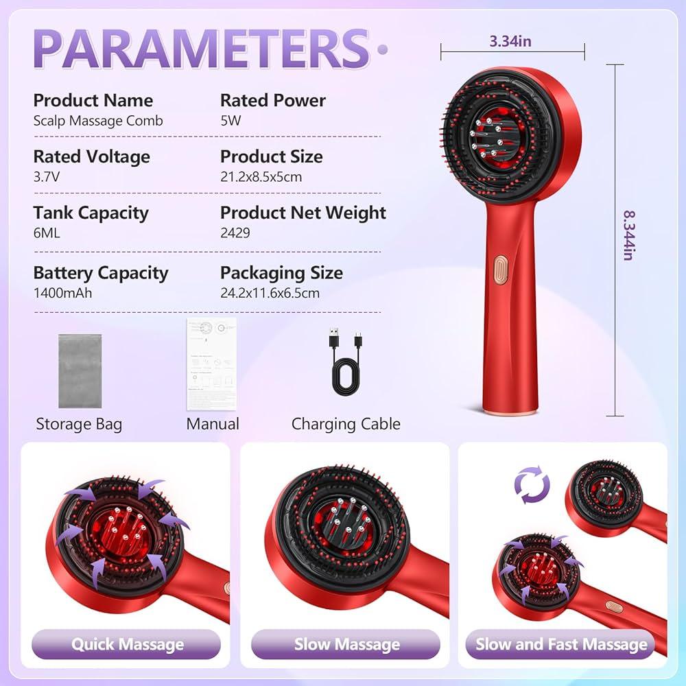 Electric Scalp Massager with Red Light Therapy Hair Growth - Life Snap